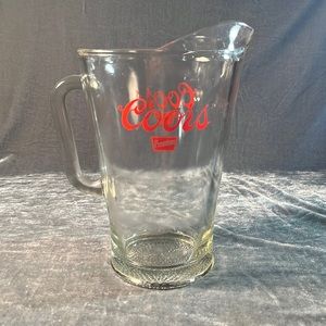 Coors Clear Glass Pitcher with Red Logo
